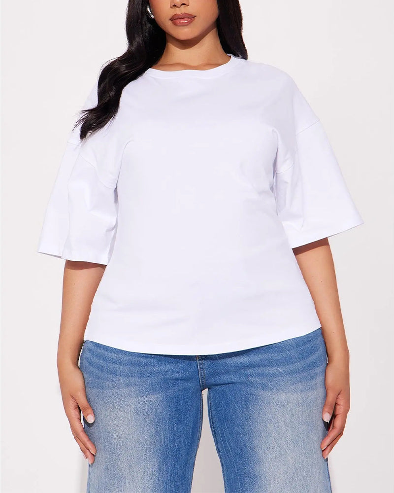 T-Shirts Ample Drop Épaule Dos Fermeture Éclair
