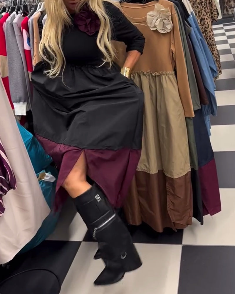 Robe élégante avec fentes contrastées