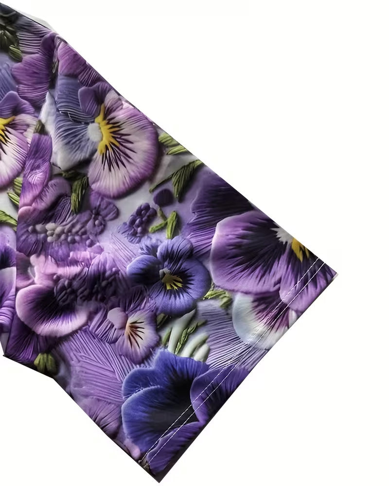 Robe Col Carré Fleuri Plissée Maxi
