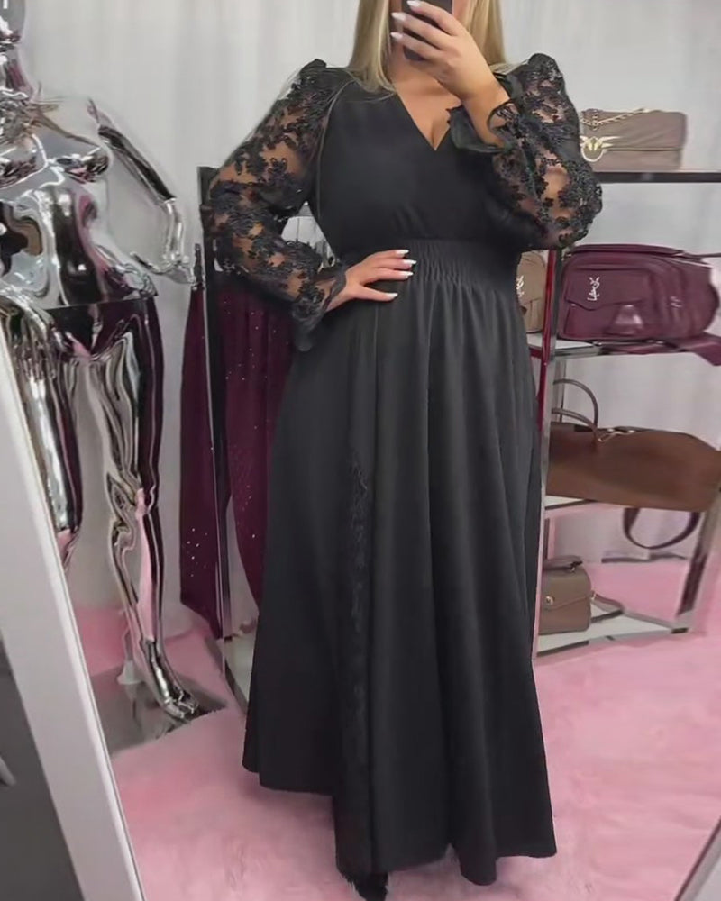 Robe Dentelle Couture Col V Ourlet A