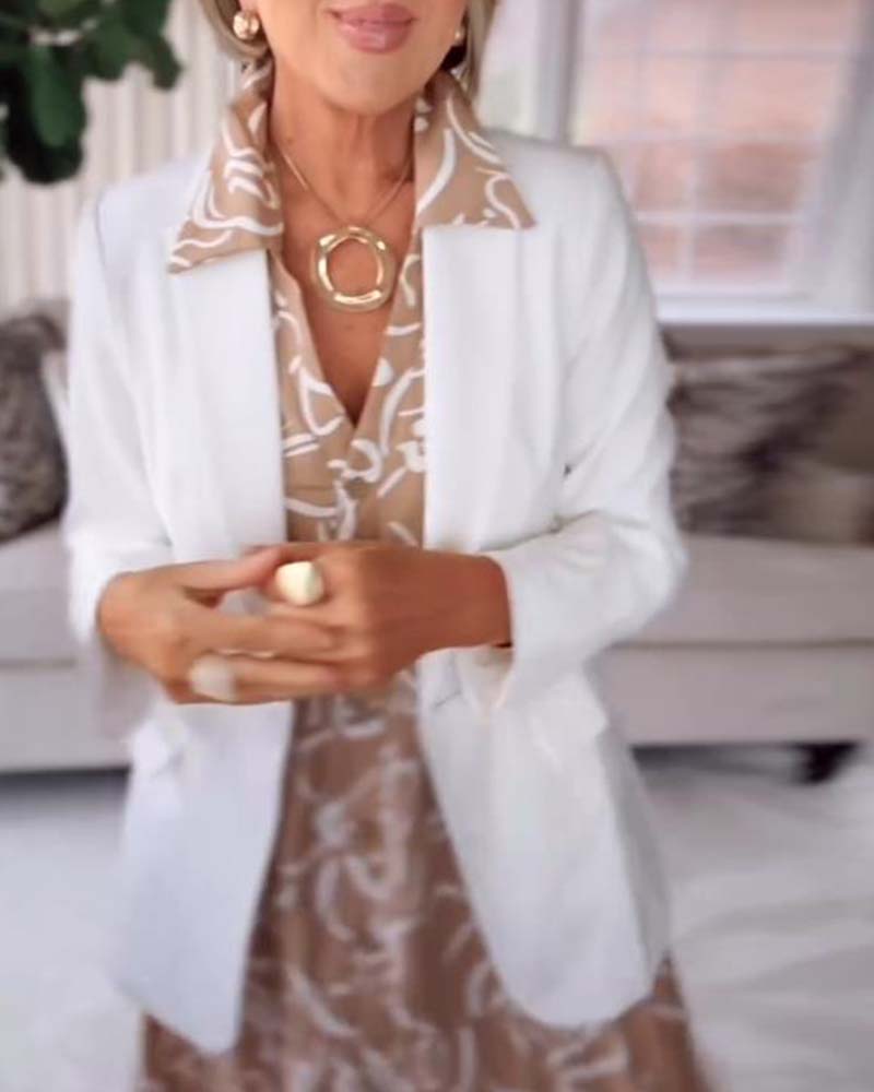 Jupe avec Robe à Poches à Manches Courtes et Imprimés Géométriques