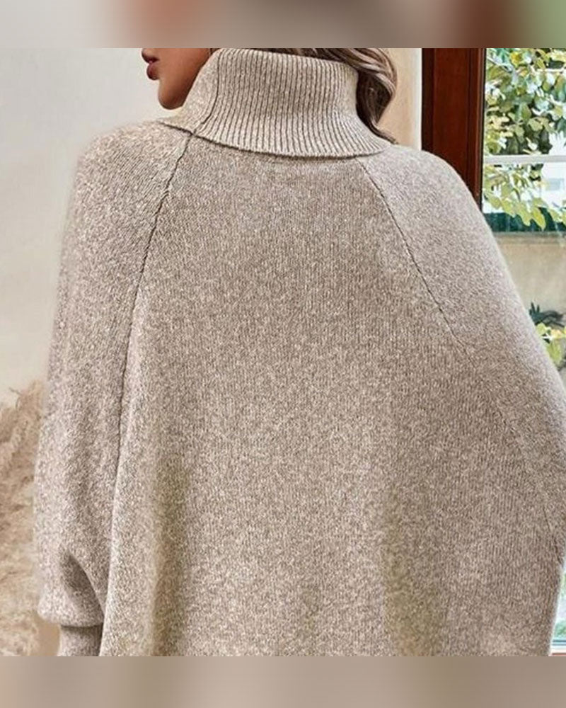 Pull Col Roulé Irrégulier Tresse Bouton