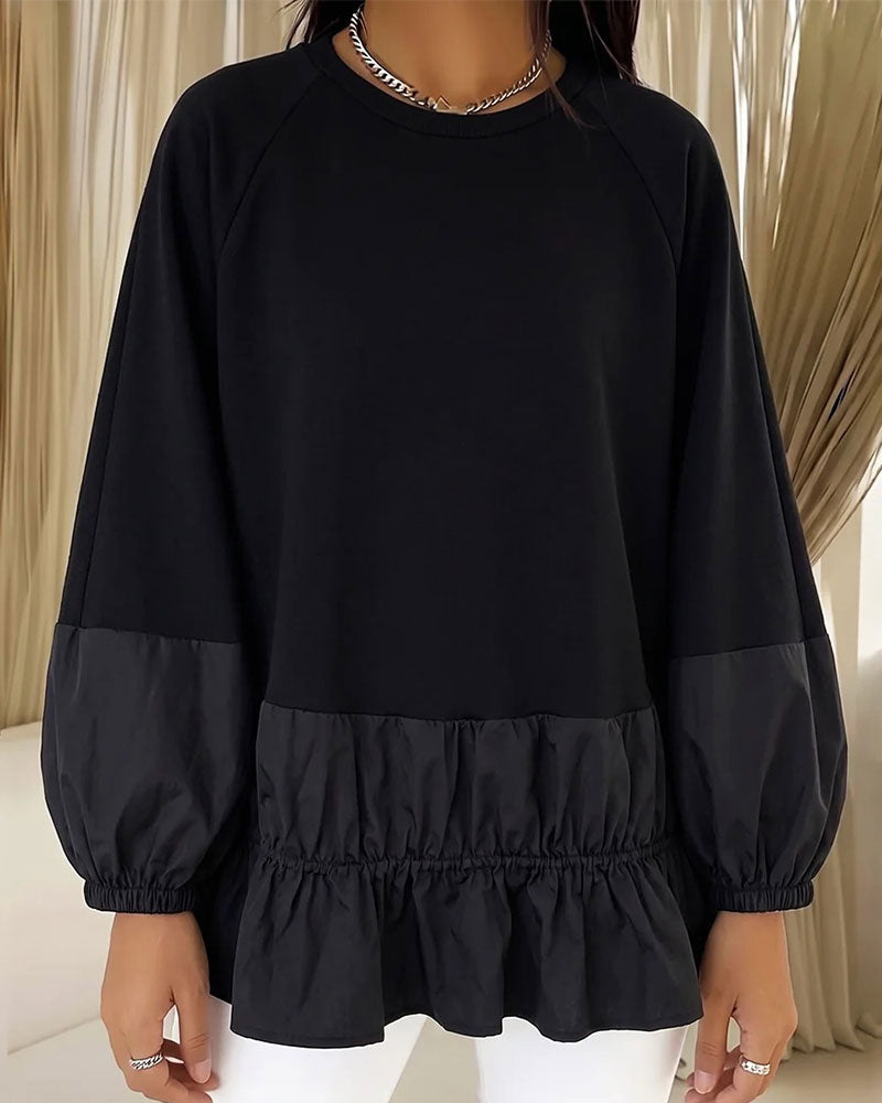 Sweat Col Rond Volant Manches Longues