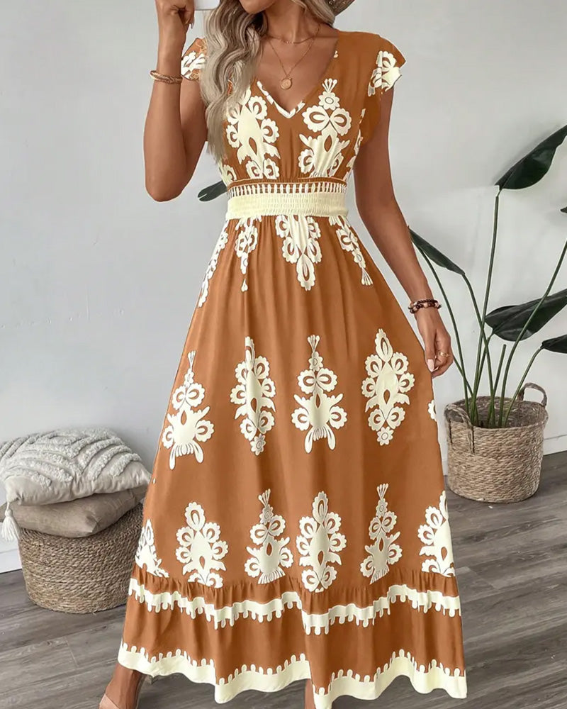 Robe Décontractée Col V Imprimée