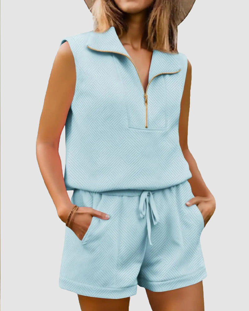 Ensemble Demi-Zip Haut Et Short Deux Pièces