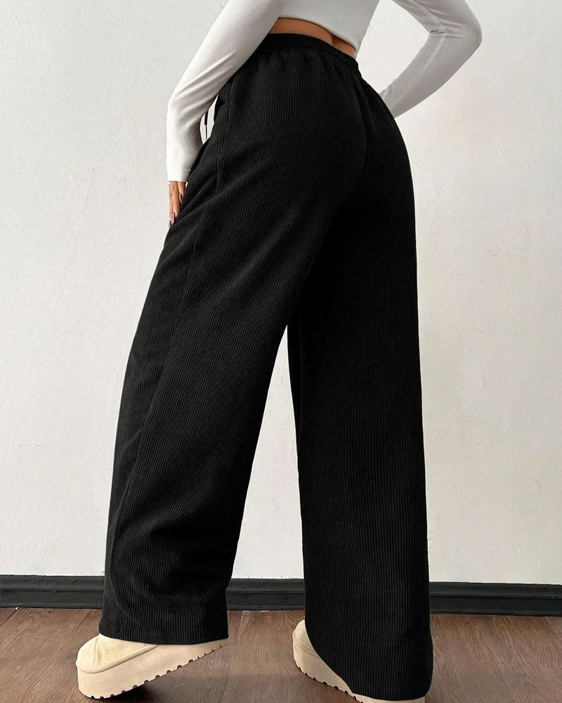 Pantalon Cordon De Serrage Velours Côtelé Long