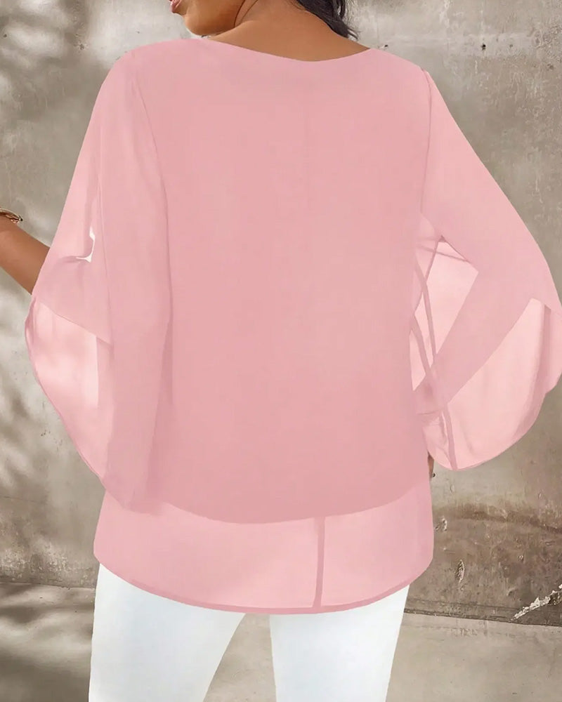 Blouse Col Rond Irrégulière Unie
