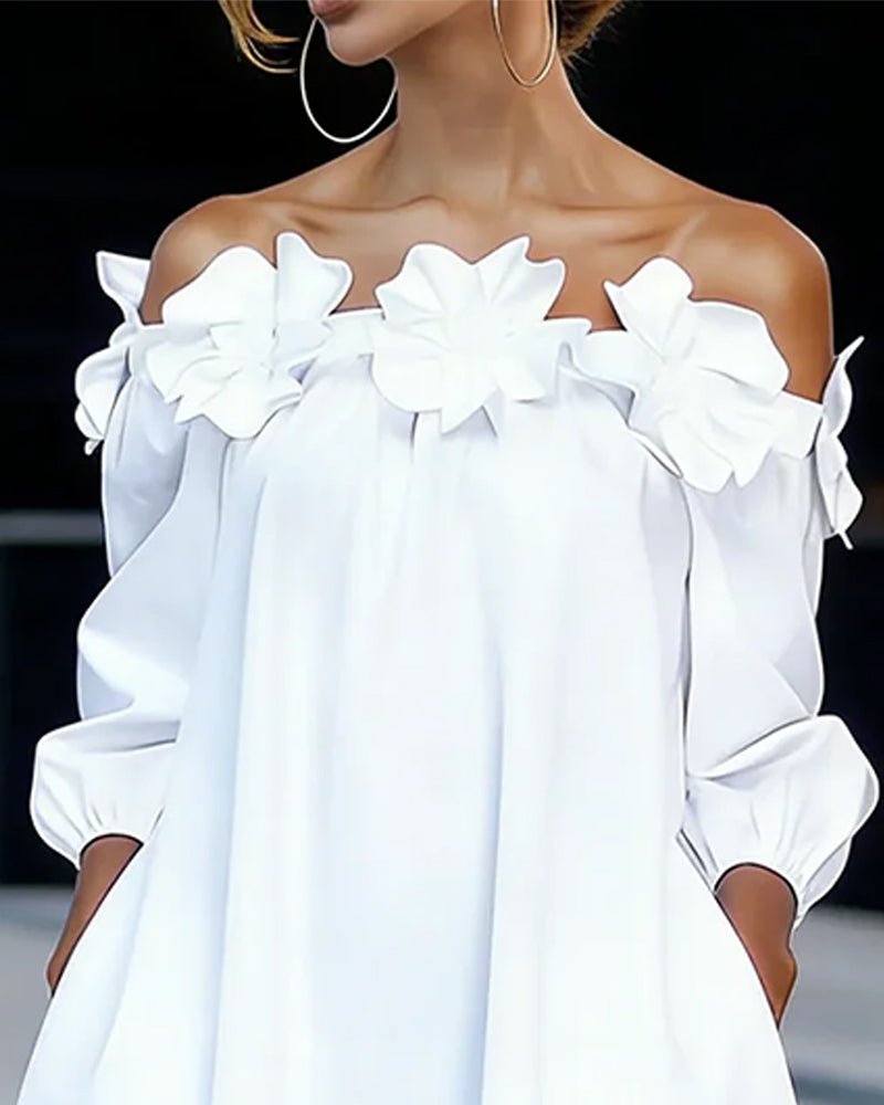Robe Off-Shoulder Floral Accent