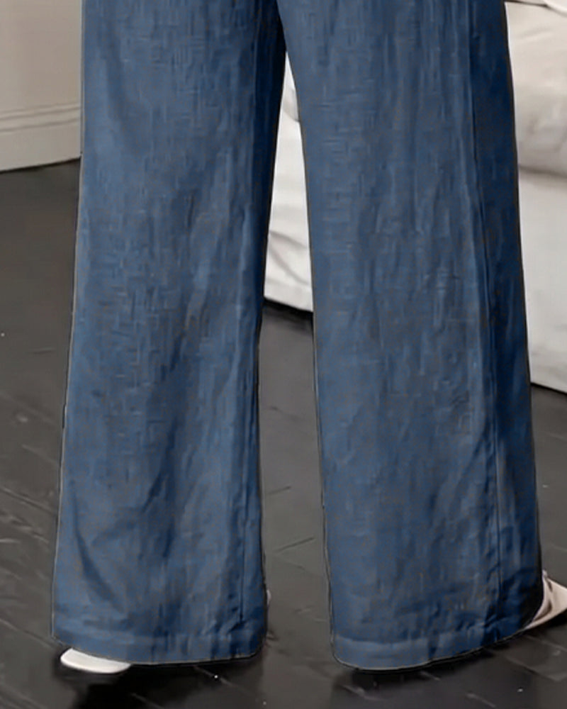 Pantalon Attacher Jambe Droite Unie Polyvalent Long