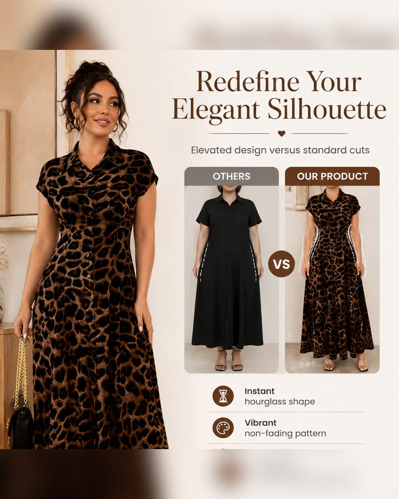 Robe Décontractée Imprimé Léopard Maxi