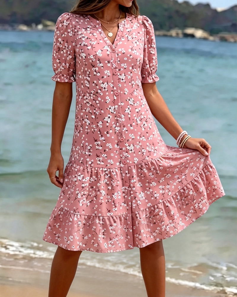 Robe Florale Col V Superposée