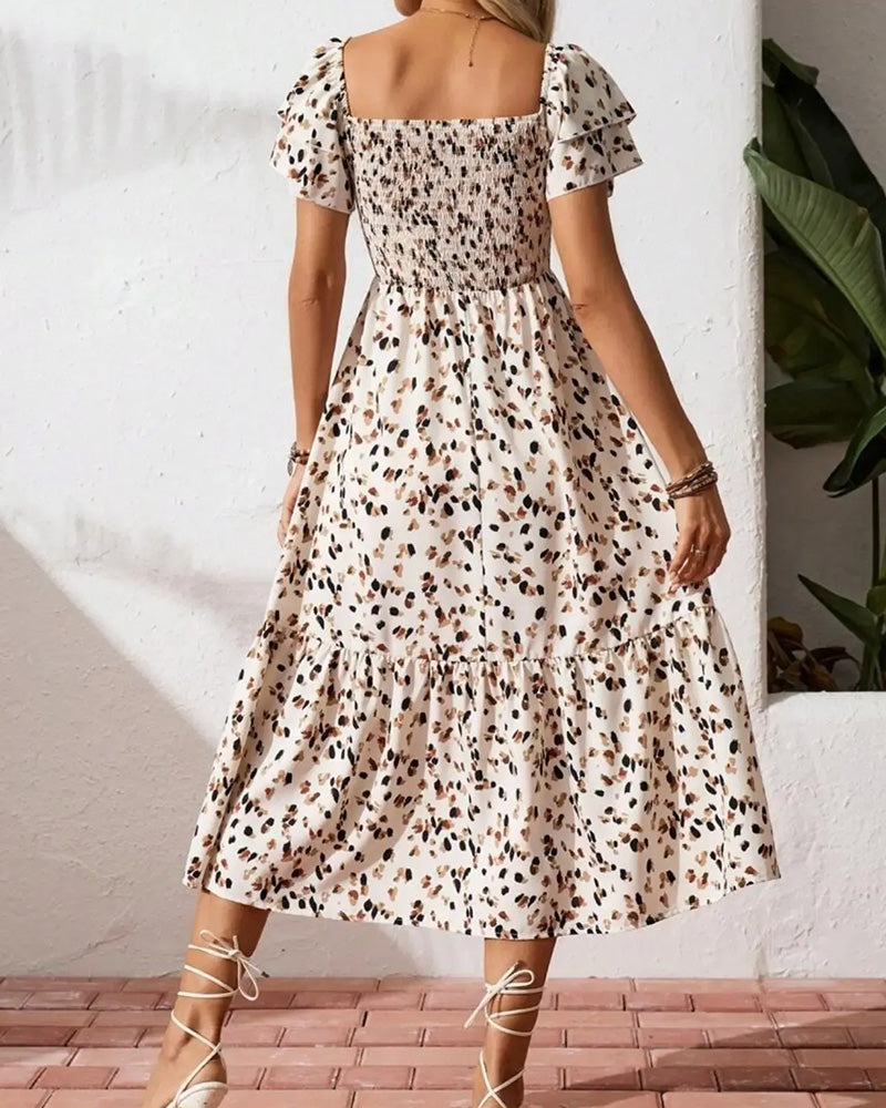 Robe Manche Papillon Cintrée Plissée Ligne A