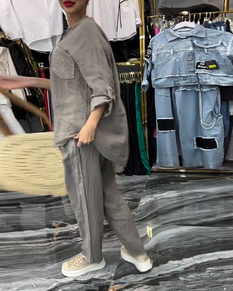 Costume Col Montant Poche Décontracté