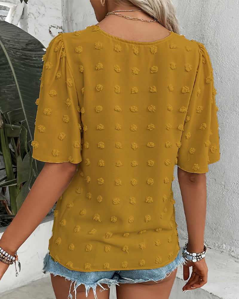 Blouse Jacquard Assemblée Manche Volant