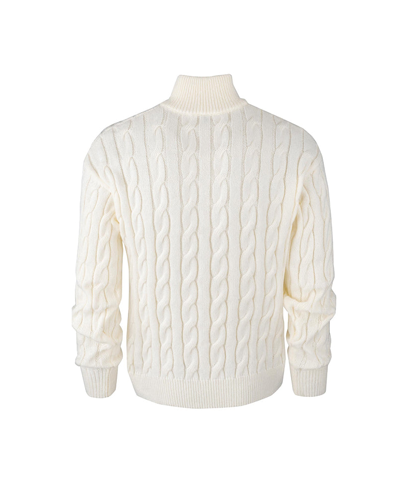 Pull Homme Unie Tressé Fermeture Éclair