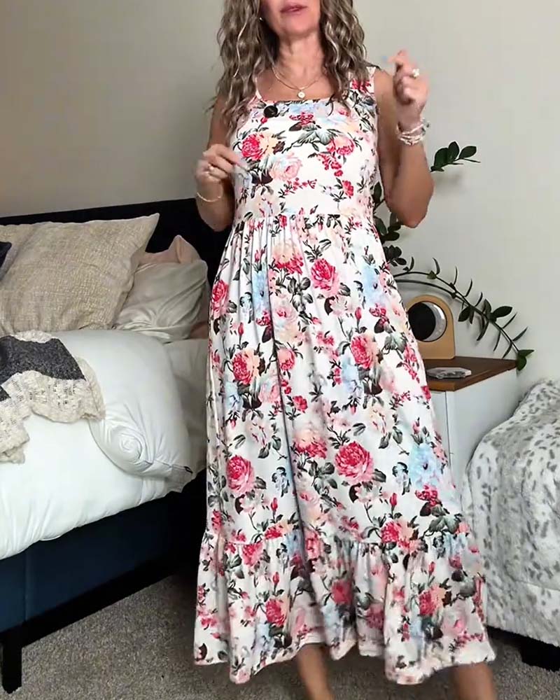 Robe Rayée Sans Manches Jupe Ample