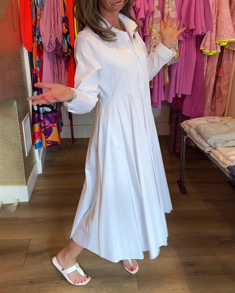 Robe décontractée à revers de couleur unie