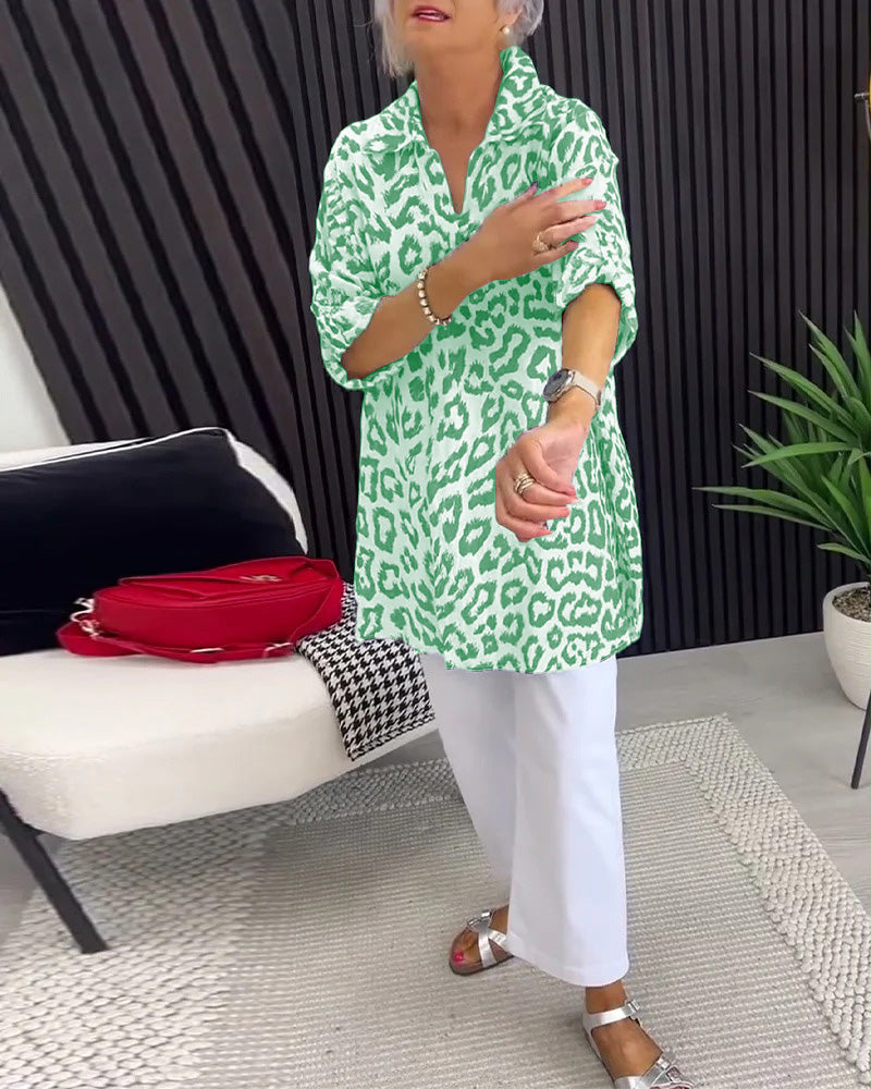 Blouse Revers Imprimé Léopard