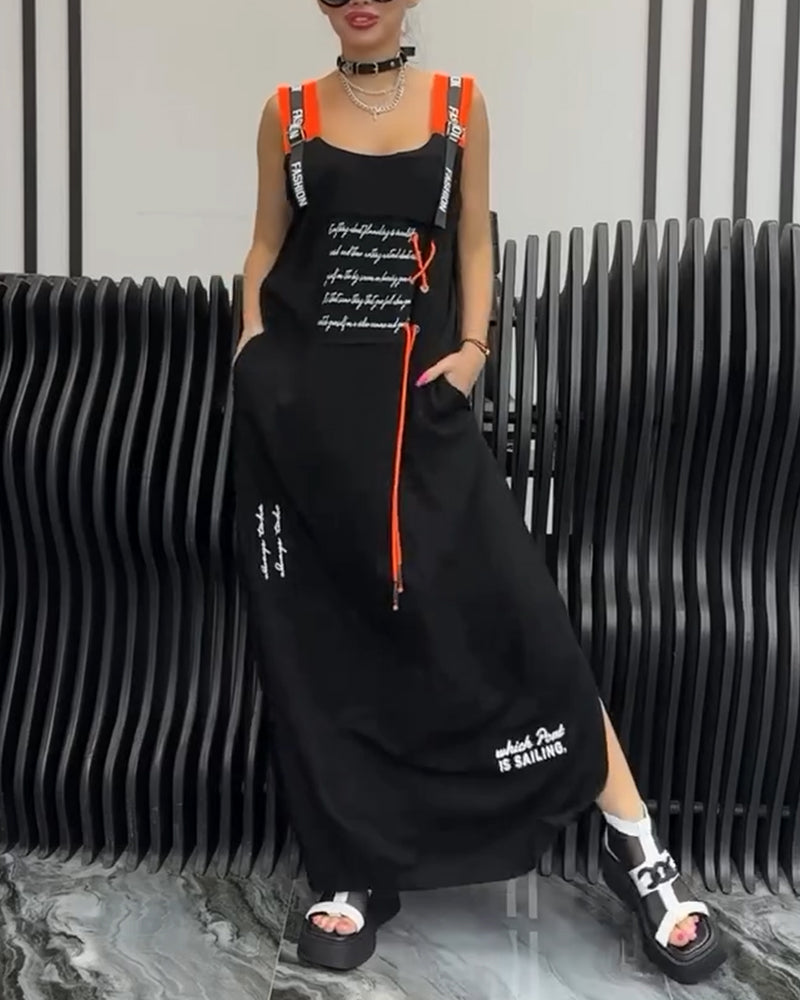 Robe Sans Manches Imprimé Lettre Personnalisé
