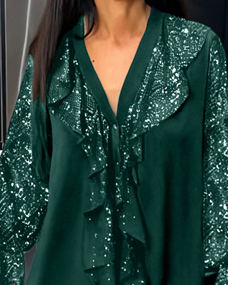 Blouses Amples Unies À Volants