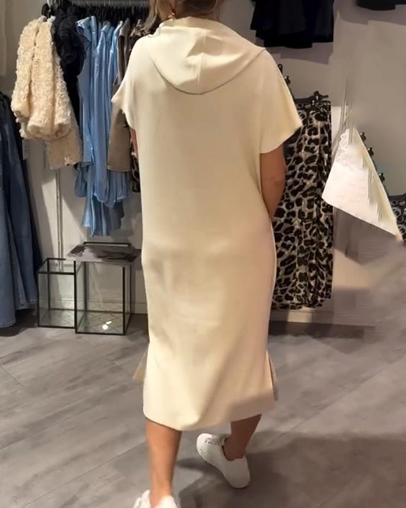 Robe À Capuche Décontractée Cordon