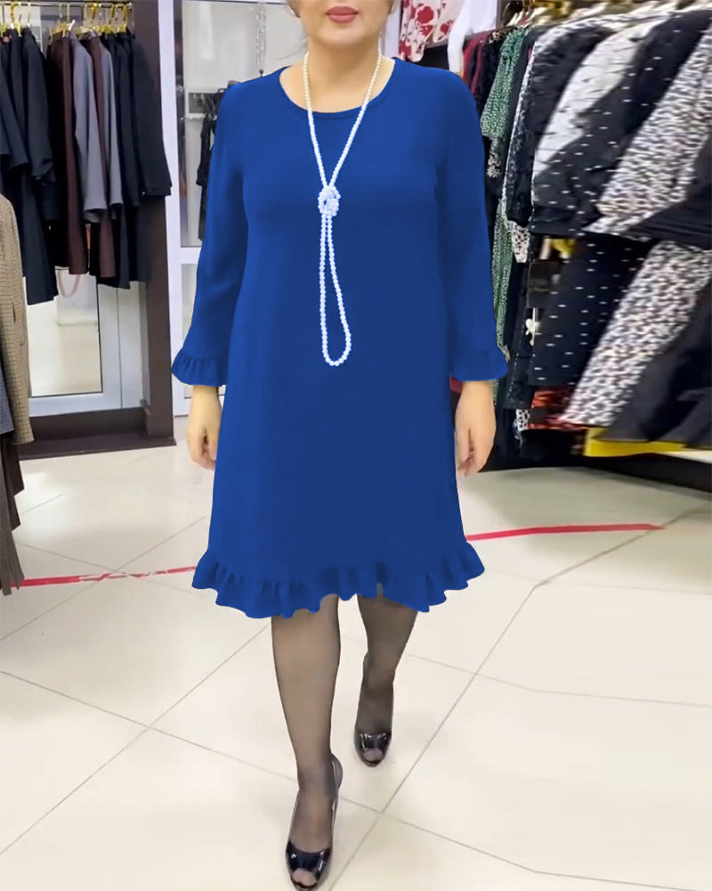 Robe unie à volants patchwork