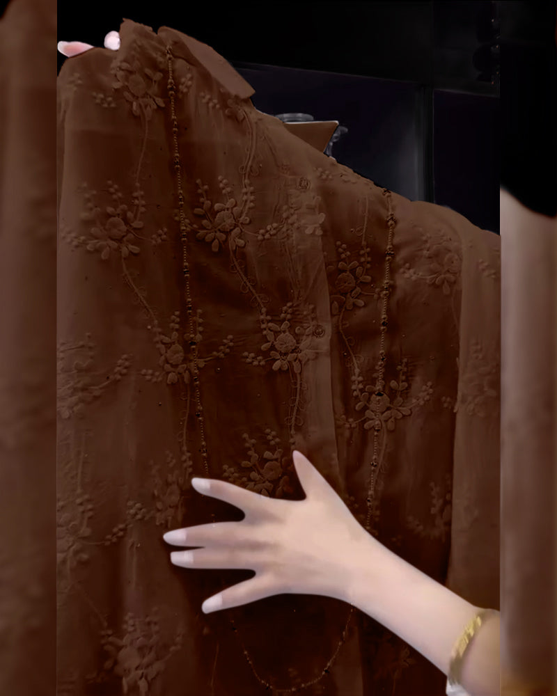 Chemise Uni Brodée Épaules Tombées