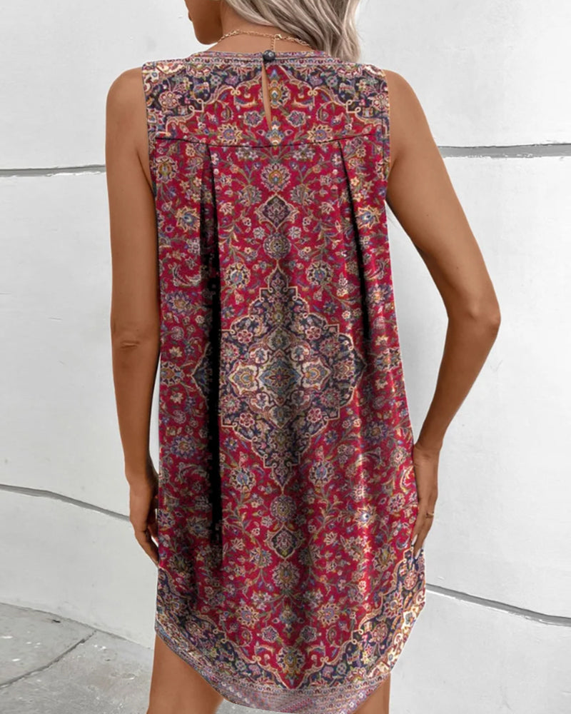 Robe débardeur à imprimé géométrique Boho