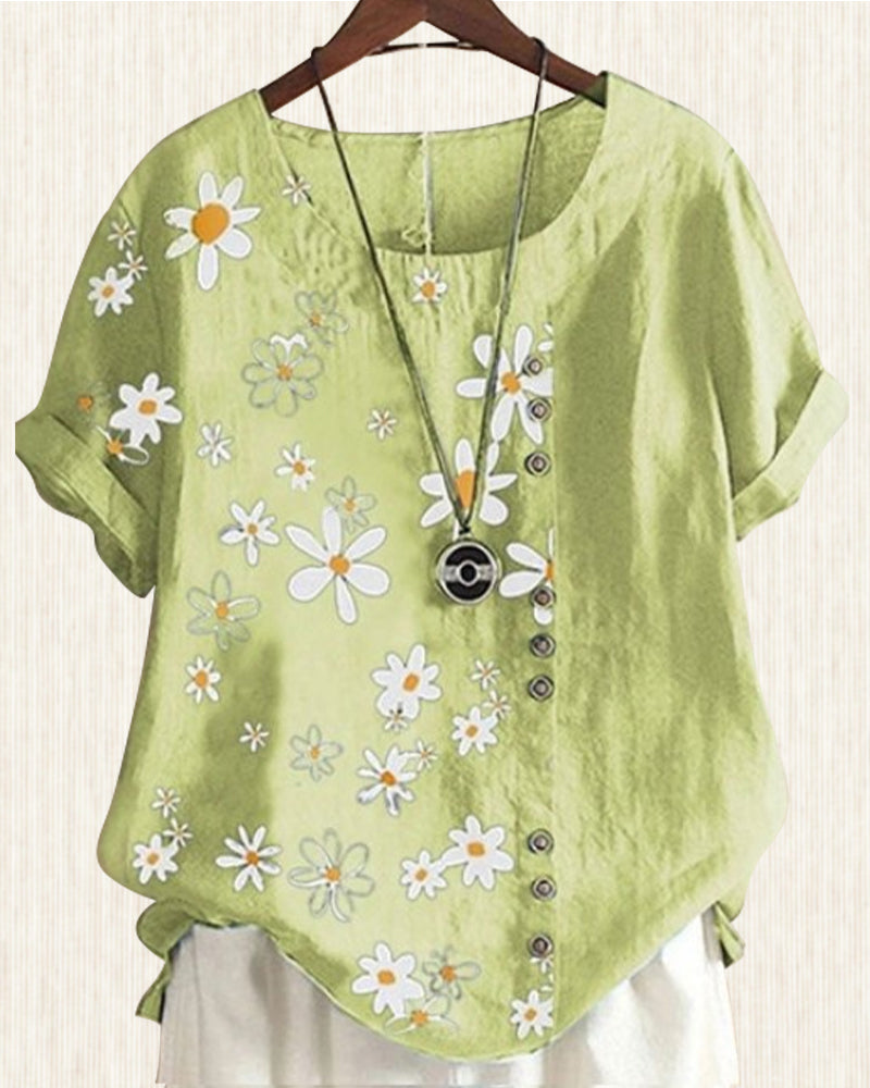 Chemisier ample à manches courtes en coton