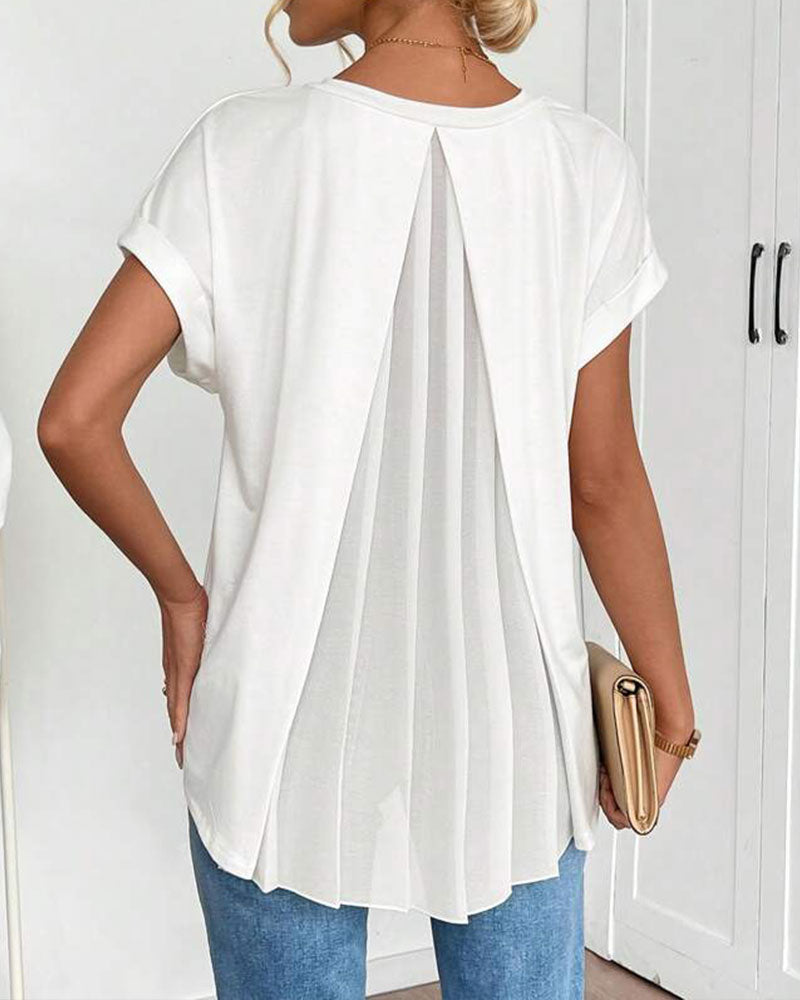 T-Shirt À Manches Courtes Uni Patchwork