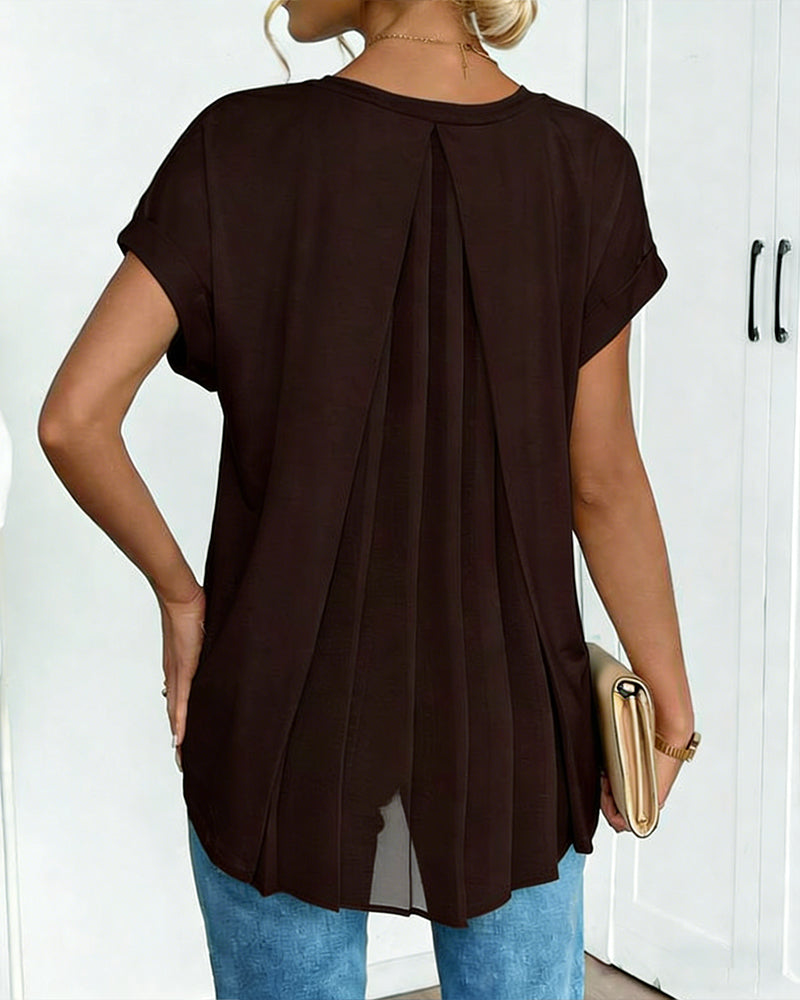 T-Shirt À Manches Courtes Uni Patchwork