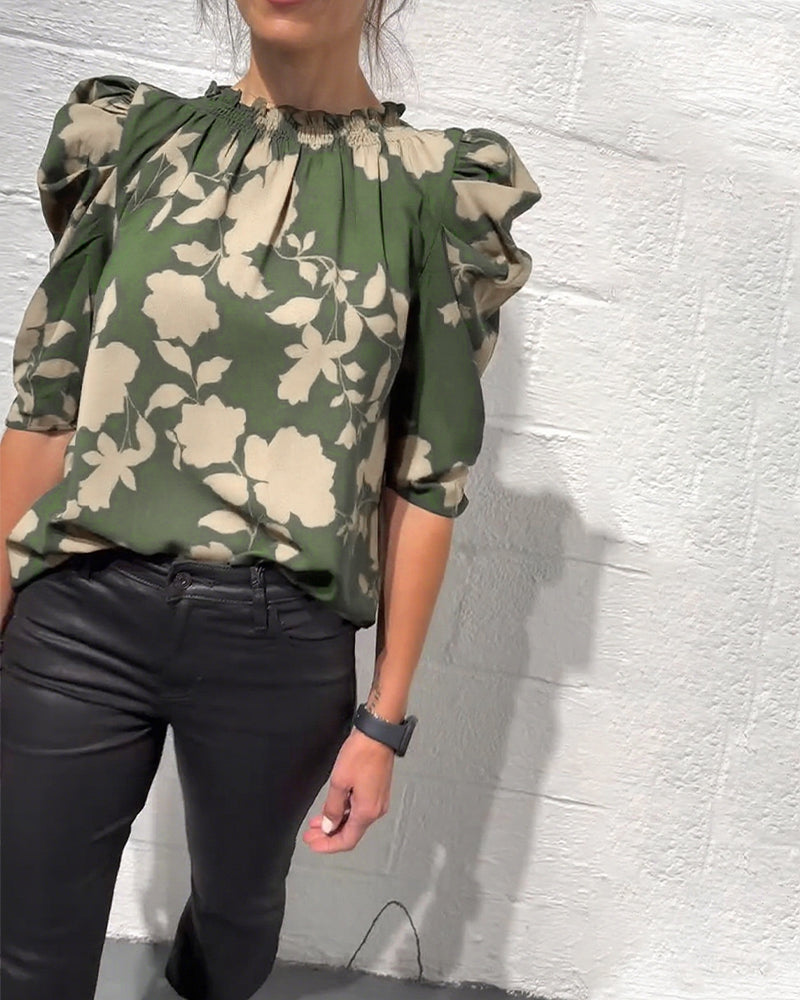 Blouse Manche Bouffante Volant