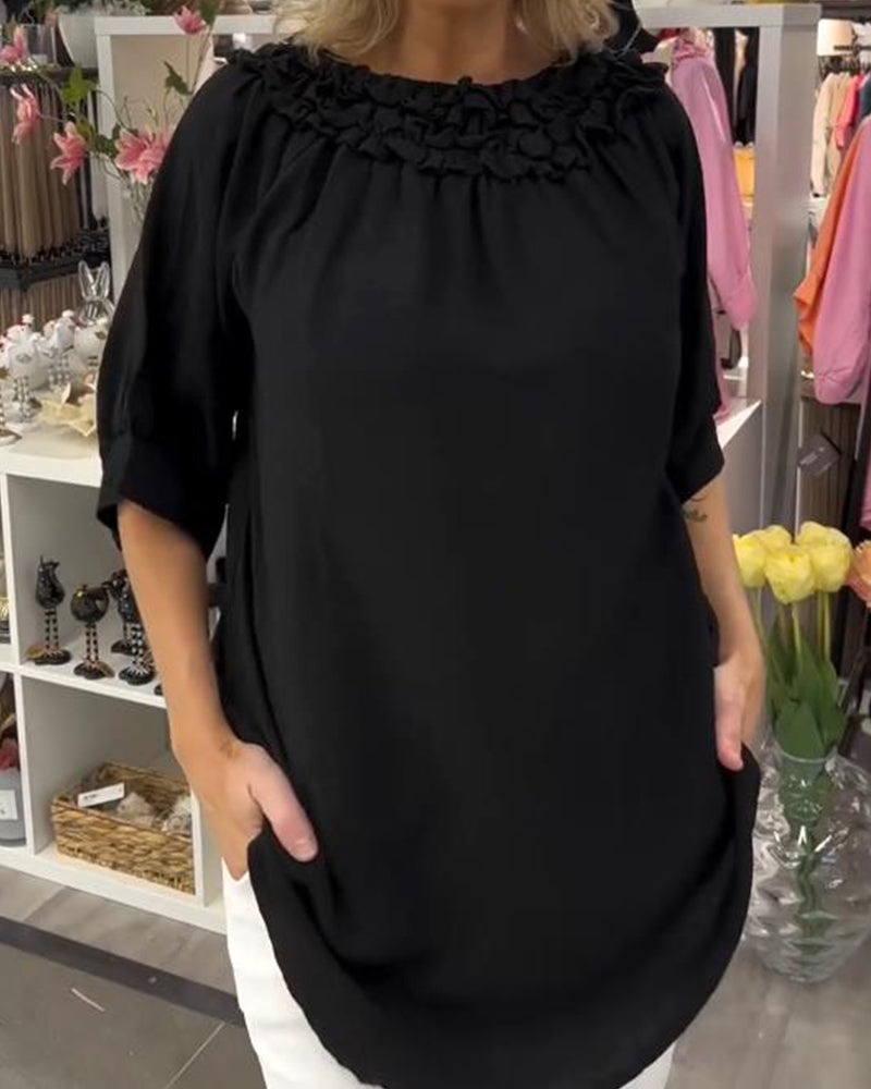 Blouse Manches Courtes Fleurie Large