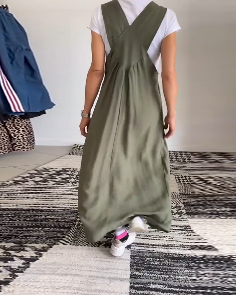 Robe décontractée couleur unie à bretelles