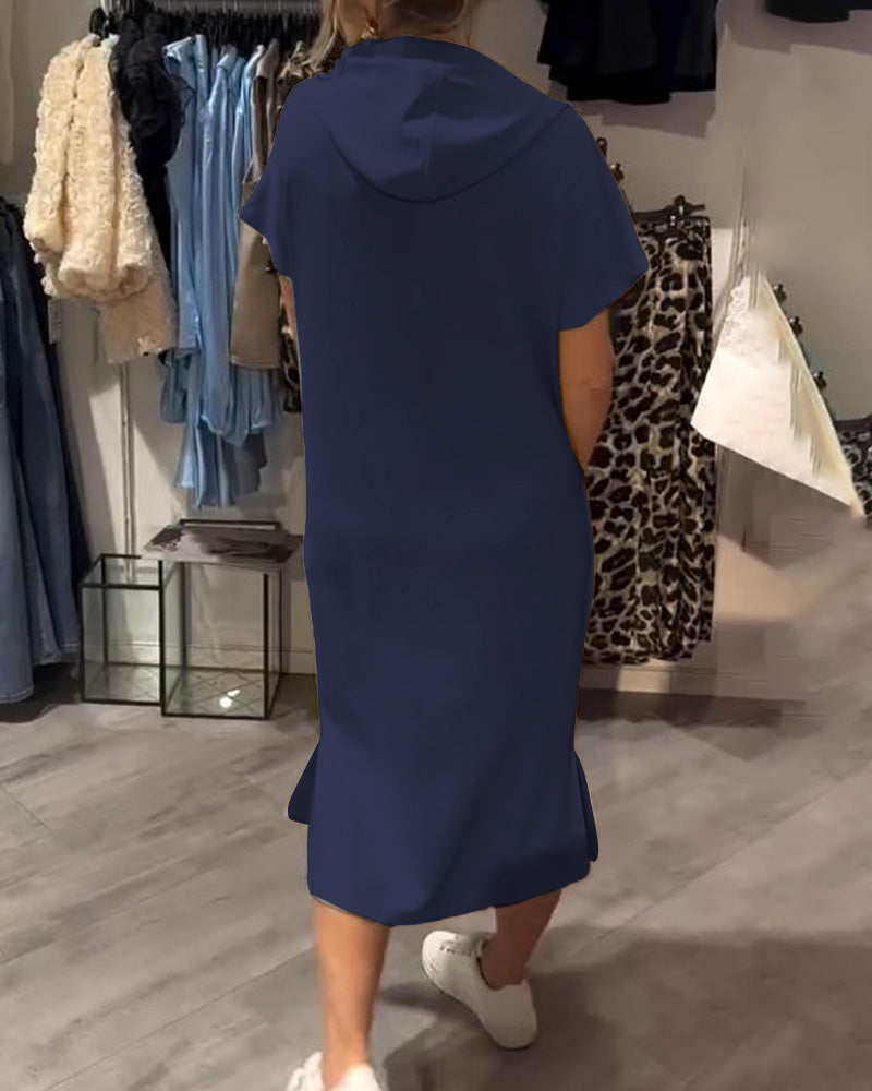 Robe À Capuche Décontractée Cordon
