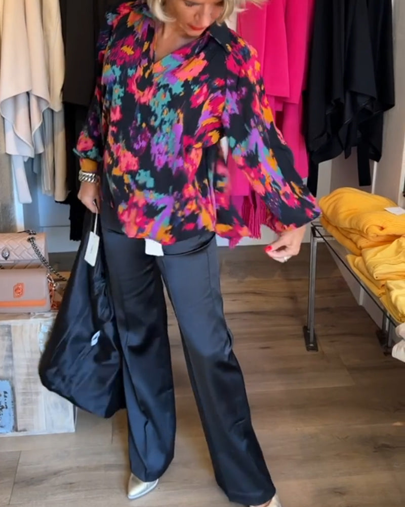 Blouse élégante à manches longues imprimée