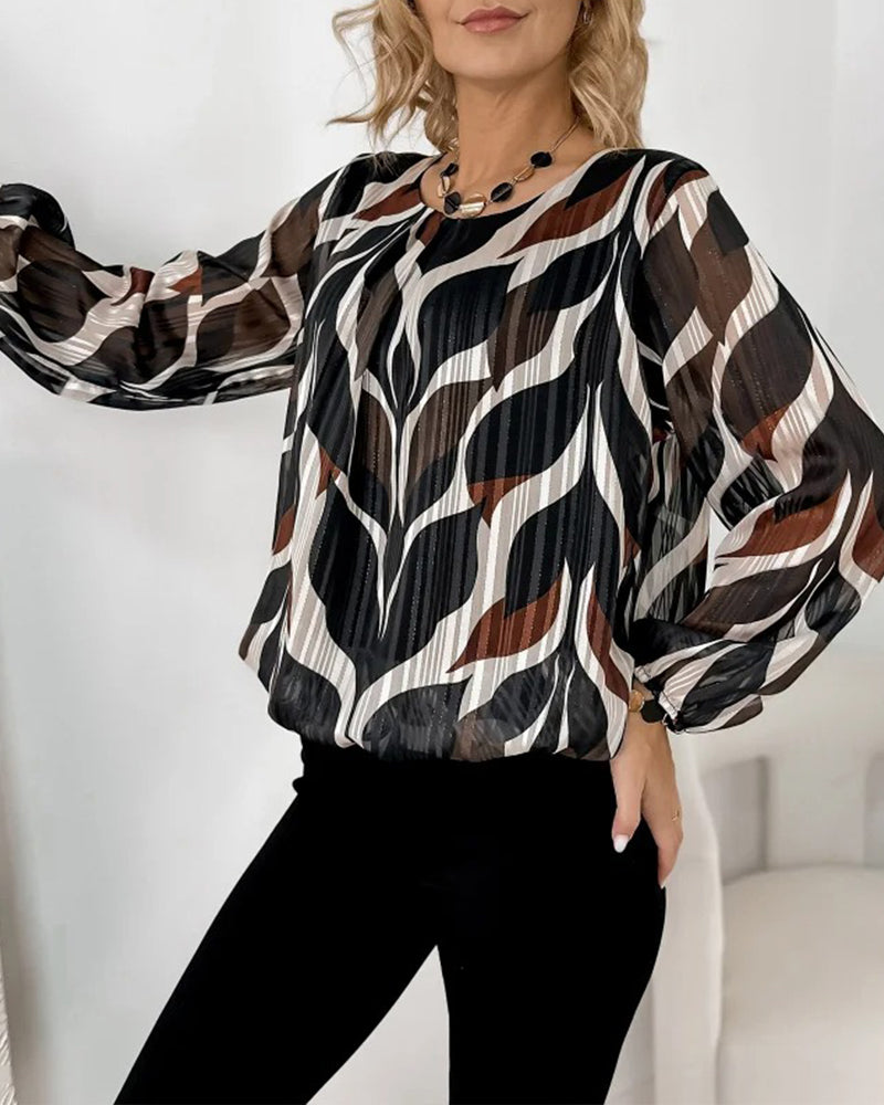 Blouse À Manches Ballon Et Col Rond