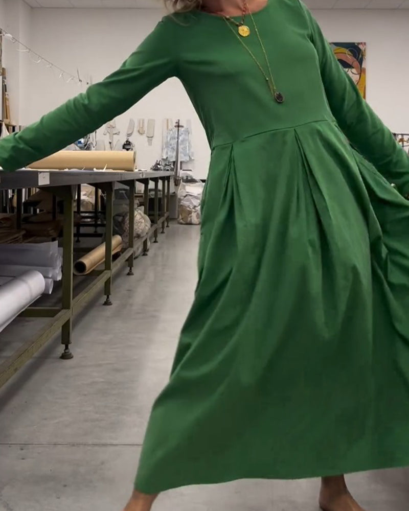 Robe unie à col rond