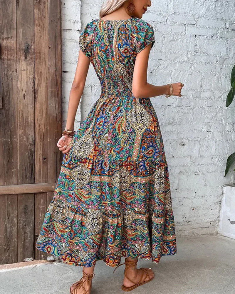 Robe élégante à imprimé vintage