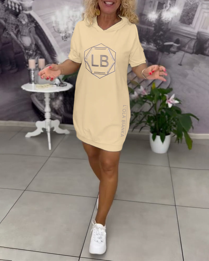 Robe À Capuche Imprimé Lettres Sport