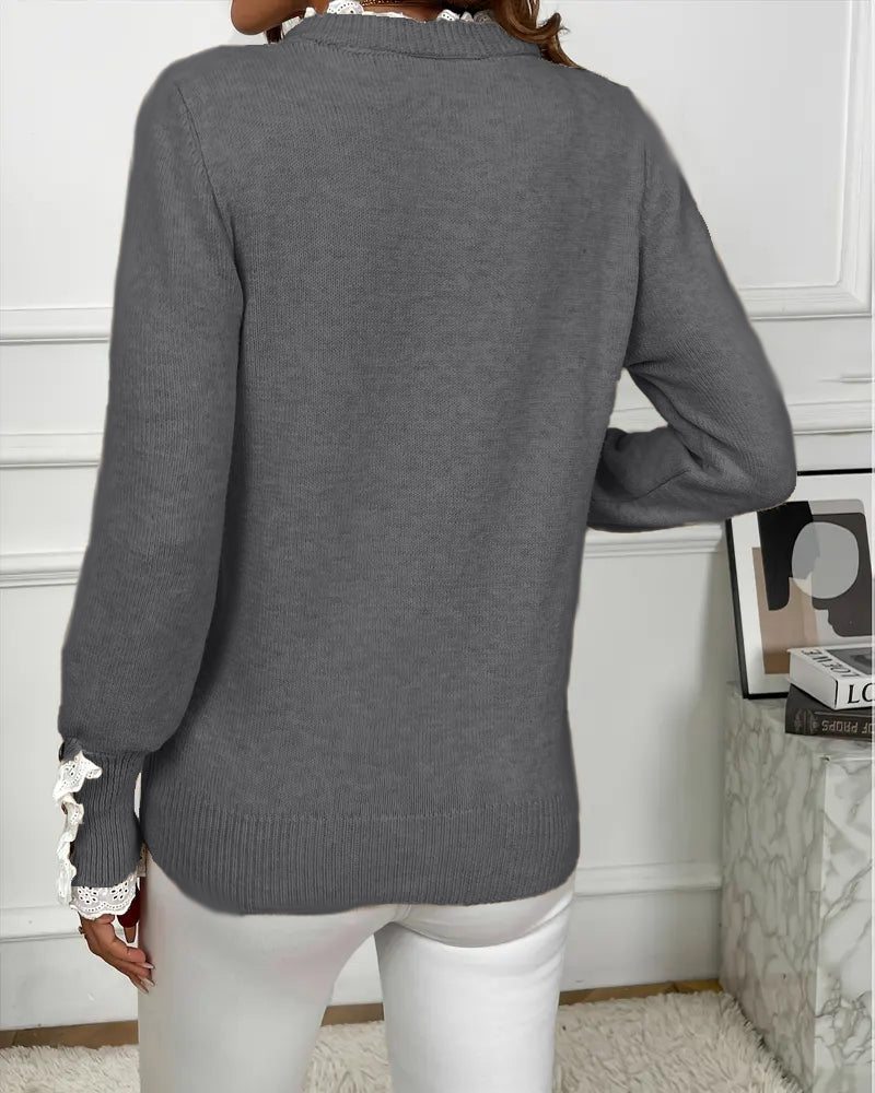 Pull Élégant Orné De Dentelle