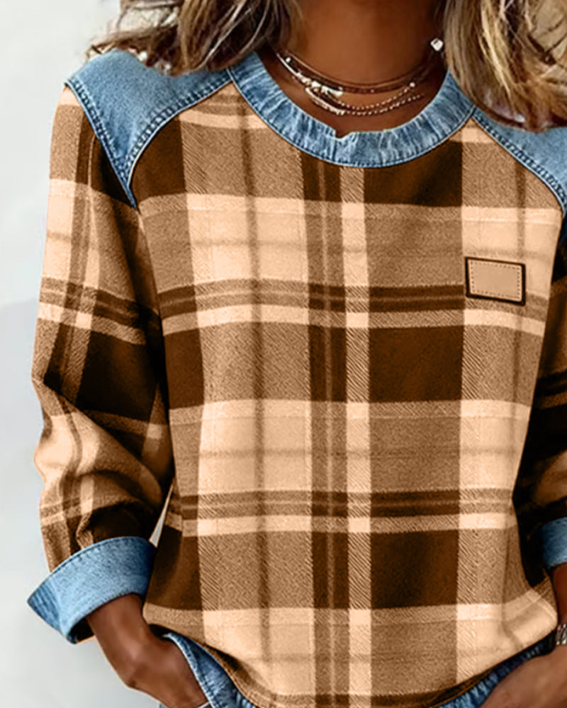 Sweat Tendance À Motif Patchwork À Carreaux