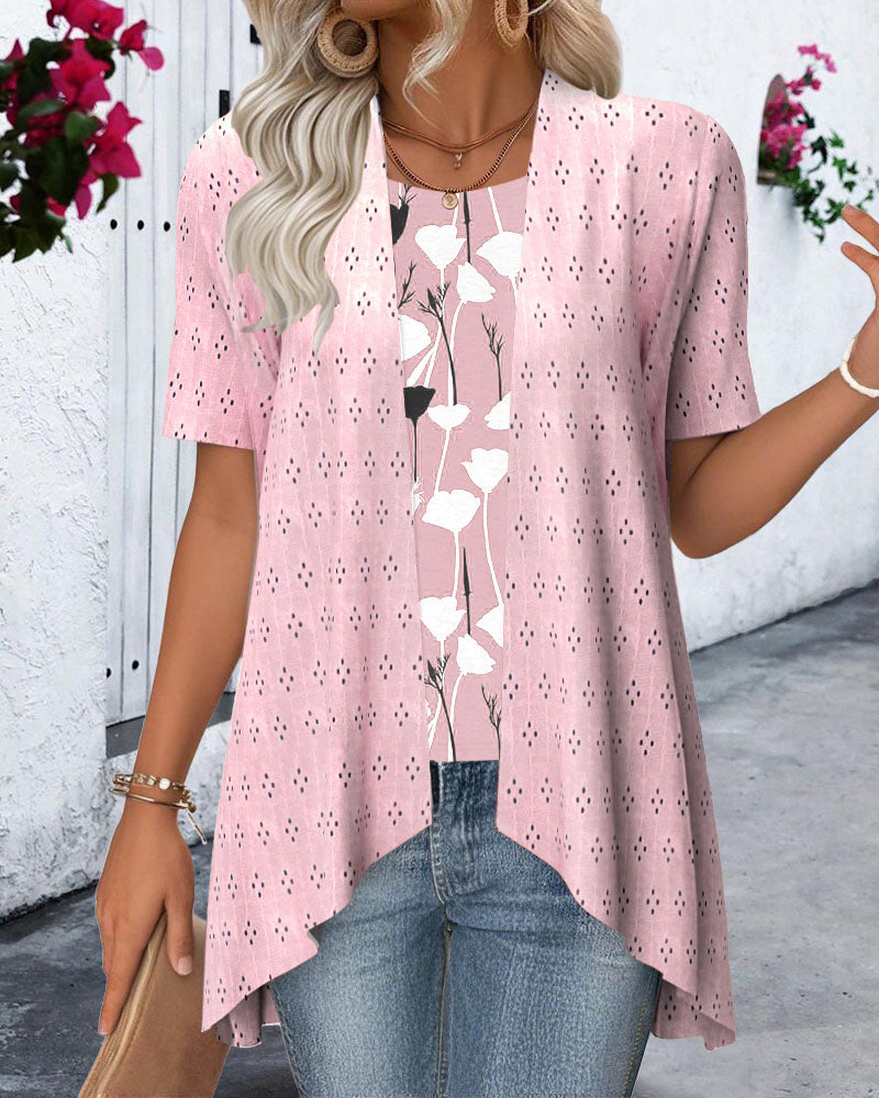 Blouse Fausse Deux-pièces Imprimée