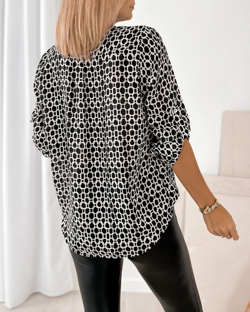 Blouse À Pois Décontractée