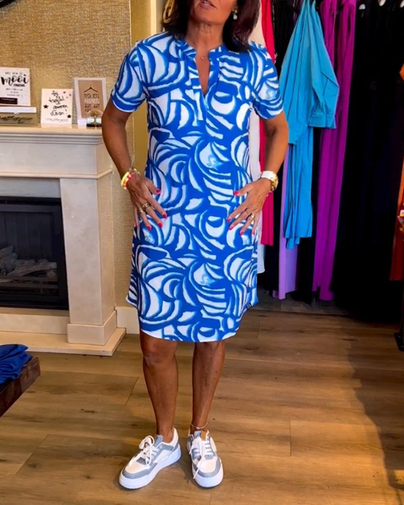 Robe imprimée décontractée à manches courtes