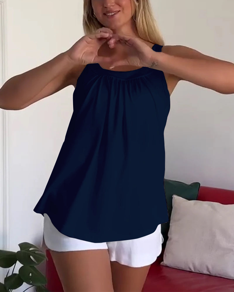 Débardeur Uni Plissé