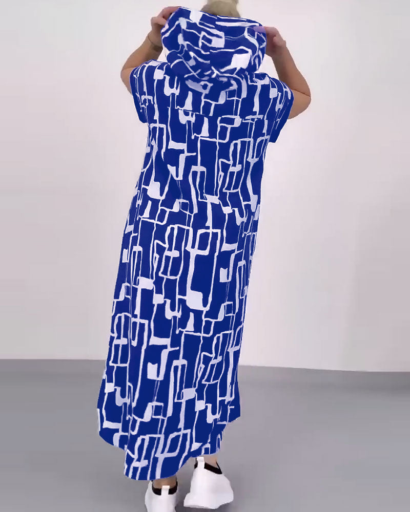 Robe Fermeture Éclair Mi-longue Lâche Contrastée