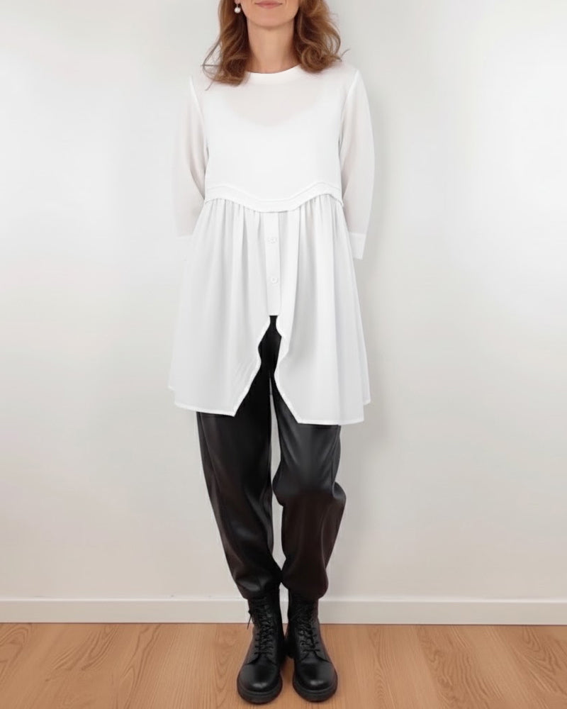 Chemisier Ligne A Irrégulière Plissée