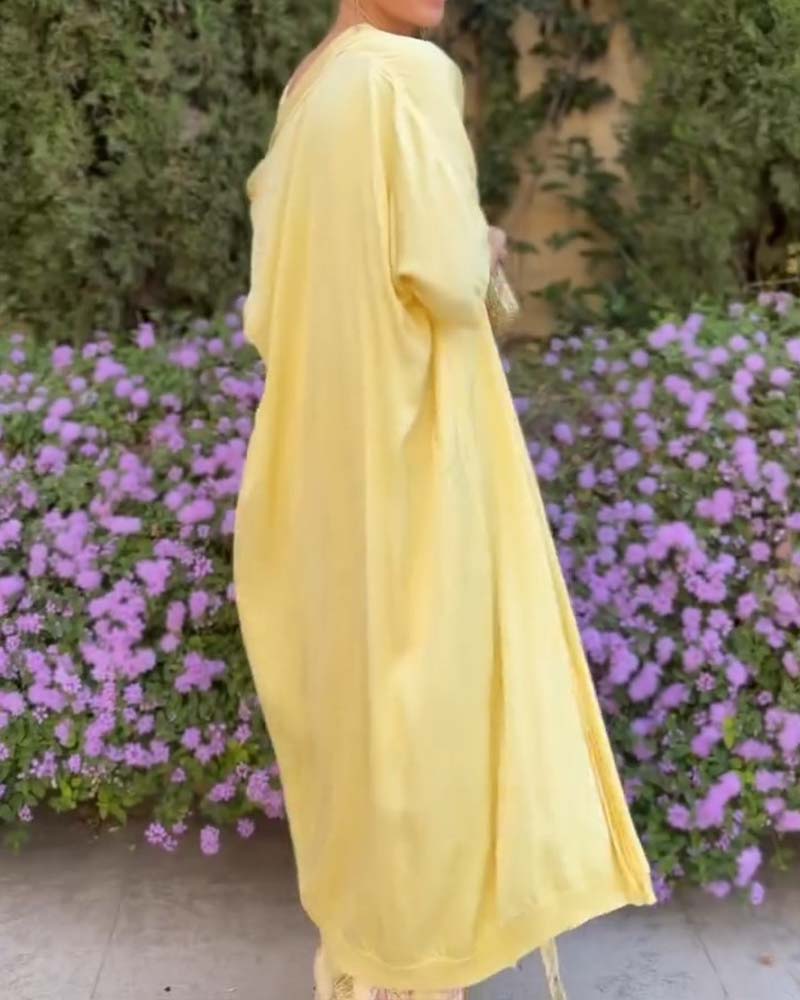 Ensemble Sans Manches Robe Maxi + Cardigan Assorti