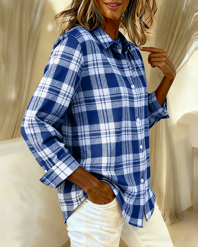 Blouses Tendance À Manches Longues À Carreaux